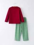 Load image into Gallery viewer, Christmas Tree Dog Smocking Embroidered  Plaid Boys Set
