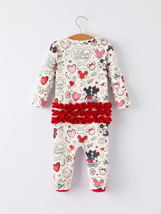 Cute Baby Girls Romper – Red & White Valentine Baby Pajamas