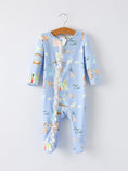Load image into Gallery viewer, Blue Christmas Nativity Pattern Baby Girls Romper with Ruffles

