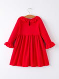 Load image into Gallery viewer, Christmas Smocked Dress with Green Bow and Tree Embroidery
