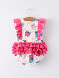 Load image into Gallery viewer, Christmas Characters Love Print Ruffled Baby Romper
