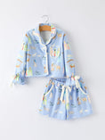 Load image into Gallery viewer, Blue Christmas Nativity Pattern Girls Pajamas Set
