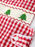 Load image into Gallery viewer, Christmas Smocking Embroidered Christmas Tree Plaid Plaid Baby Boy Romper
