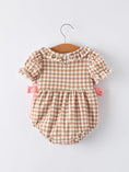 Load image into Gallery viewer, Christmas Vintage-Style Plaid Embroidered Gingerbread and Bows Girls Romper
