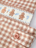 Load image into Gallery viewer, Christmas Vintage-Style Plaid Embroidered Gingerbread and Bows Boy Romper

