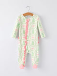 Load image into Gallery viewer, Christmas Tree Wreath Print Long Sleeve Zip Baby Girls Romper
