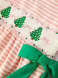Load image into Gallery viewer, Christmas Tree Smocked Embroidery Stripe Baby Girls Dress
