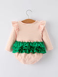 Load image into Gallery viewer, Christmas Tree Smocked Embroidery Stripe Baby Girls Romper
