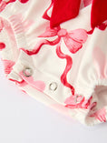 Load image into Gallery viewer, Girls Valentine Romper with Heart Print and Bowknot Design
