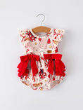 Load image into Gallery viewer, Baby Girl Romper with Red Bows Baseball Print
