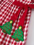 Load image into Gallery viewer, Girls Christmas Outfit – Red Plaid Dress with Tree Bow Accents
