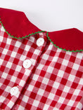 Load image into Gallery viewer, Girls Christmas Outfit – Red Plaid Dress with Tree Bow Accents
