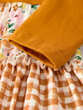 Load image into Gallery viewer, Autumn Patchwork Floral & Plaid Long Sleeve Girls Dress
