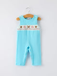 Load image into Gallery viewer, Baby Boy Baseball Romper – Blue Sleeveless Sports Outfit with Embroidery
