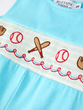 Load image into Gallery viewer, Baby Boy Baseball Romper – Blue Sleeveless Sports Outfit with Embroidery
