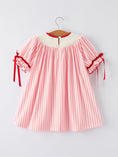 Load image into Gallery viewer, Girls Summer Baseball Embroidery Dress – Pink Stripe Casual Outfit

