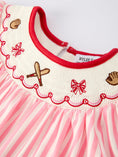 Load image into Gallery viewer, Girls Summer Baseball Embroidery Dress – Pink Stripe Casual Outfit
