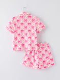 Load image into Gallery viewer, Girls Baseball Bow Print Pajama Set Short Sleeve Pink
