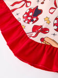 Load image into Gallery viewer, Girls Pajama Set with Red Bows Baseball Print
