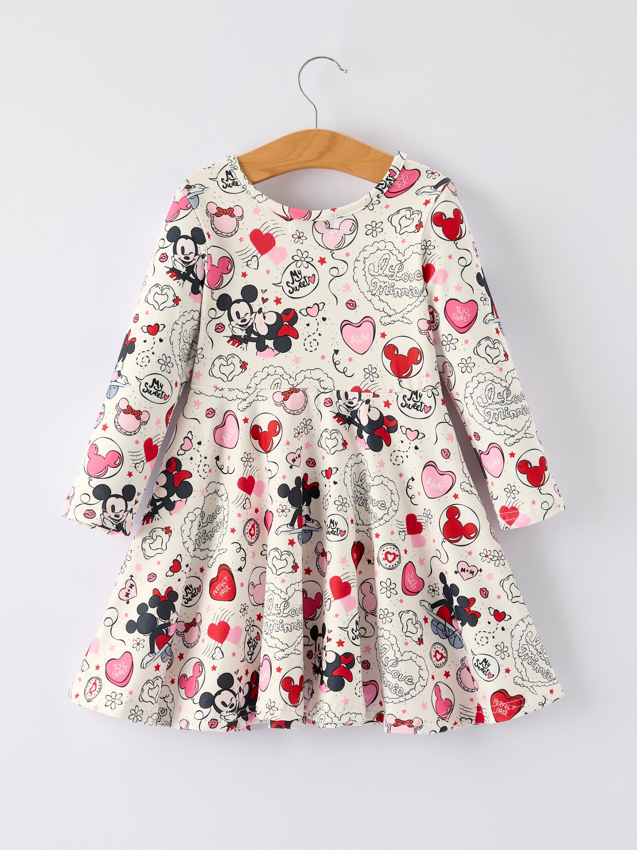 Valentine's Day Girls' Long Sleeve Letter Print Dress