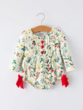 Load image into Gallery viewer, Baby Girls Christmas Romper – Holiday Bow Long Sleeve Outfit
