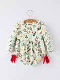 Load image into Gallery viewer, Baby Girls Christmas Romper – Holiday Bow Long Sleeve Outfit
