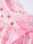Load image into Gallery viewer, Valentine's Day Pink Plaid Smocked Heart Embroidery Girls Dress
