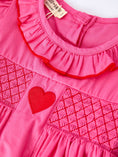 Load image into Gallery viewer, Valentine's Day Hot Pink Ruffle Collar Heart Applique Girls Dress
