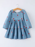 Load image into Gallery viewer, Denim Heart Dress for Girls – Long Sleeve Valentine Outfit
