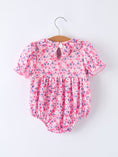 Load image into Gallery viewer, Girls Valentine's Day Floral Ruffle Smocking Baby Bubble Romper
