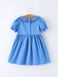 Load image into Gallery viewer, Valentine's Day Toddler Girl Heart Applique Blue Dress
