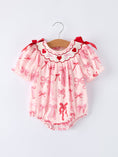 Load image into Gallery viewer, Girls' Valentine's Day Heart Bow Embroidered Baby Romper

