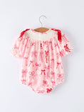 Load image into Gallery viewer, Girls' Valentine's Day Heart Bow Embroidered Baby Romper
