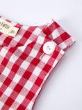 Load image into Gallery viewer, Valentine Red Plaid Boys Romper with Applique Heart Dog Detail
