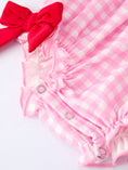 Load image into Gallery viewer, Girls' Valentine's Day Heart-embroidered Plaid Baby Romper

