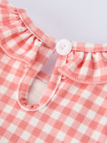 Load image into Gallery viewer, Girls Baseball Bow Smocking Embroidery Plaid Romper
