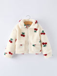 Load image into Gallery viewer, Cherry Plush Jacket for Girls – Zip-Up Winter Coat
