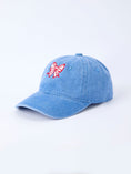 Load image into Gallery viewer, Blue Baseball Bow Applique Kids Hat
