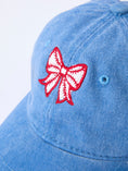 Load image into Gallery viewer, Blue Baseball Bow Applique Kids Hat
