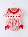 Load image into Gallery viewer, Spring Ladybug Smocked Embroidered Baby Girls Romper
