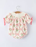 Load image into Gallery viewer, PREORDER Spring Floral Smocking Embroidery Bow Baby Girls Romper
