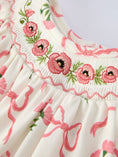 Load image into Gallery viewer, PREORDER Spring Floral Smocking Embroidery Bow Baby Girls Romper
