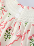 Load image into Gallery viewer, PREORDER Spring Floral Smocking Embroidery Bow Baby Girls Romper
