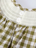 Load image into Gallery viewer, Green Plaid Fish Embroidered Baby Girls Smocked Dress
