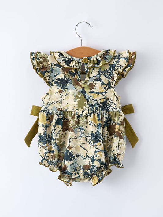 PREORDER Duck Smocking Embroidery Baby Girls Camouflage Romper