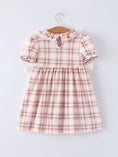 Load image into Gallery viewer, Western Horse Embroidered Smocked Plaid Girls Dress
