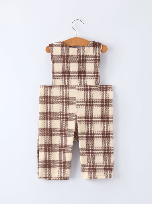Western Horse Embroidered Smocked Plaid Baby Boy Romper