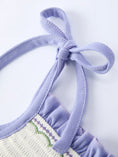 Load image into Gallery viewer, Spring Purple Floral Embroidered Smocked Bow Girl Dress
