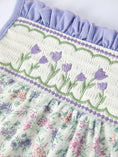 Load image into Gallery viewer, Purple Floral Smocked Embroidery Baby Girls Bloomers Set

