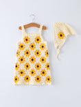 Load image into Gallery viewer, Summer Crochet Sunflower Girl Dress with Headscarf
